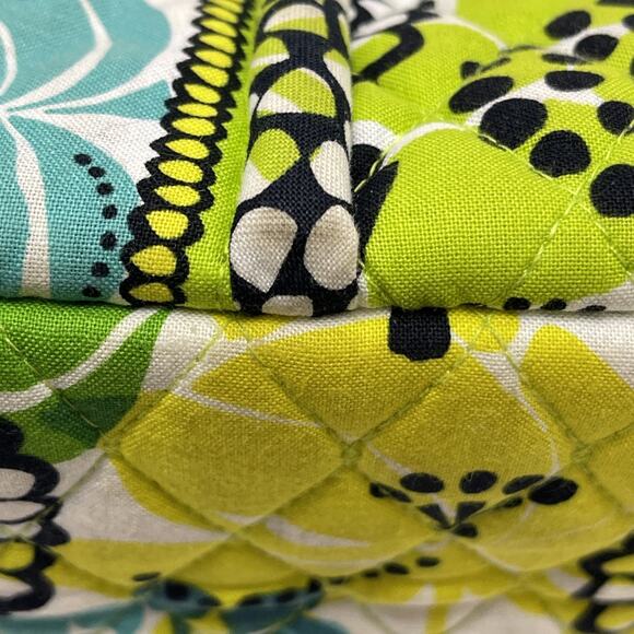 Vera Bradley Eloise Satchel Shoulder Bag Limes Up Pattern Green Blue Kiss Lock - Picture 13 of 16